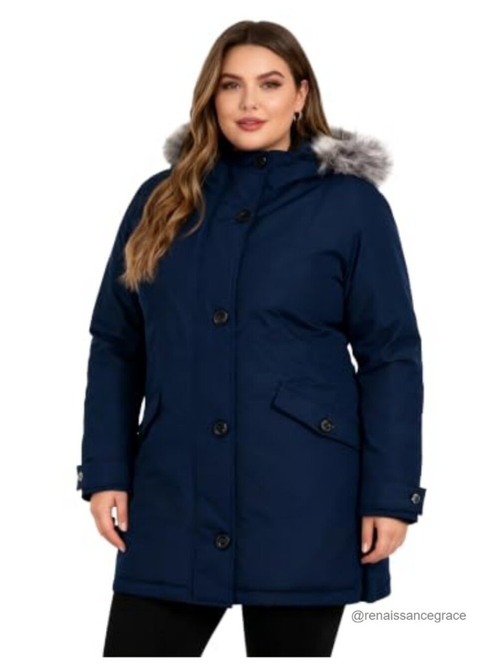 Plus Size Winter Parka Coat Hooded Puffer Waterproof Windproof Insulated